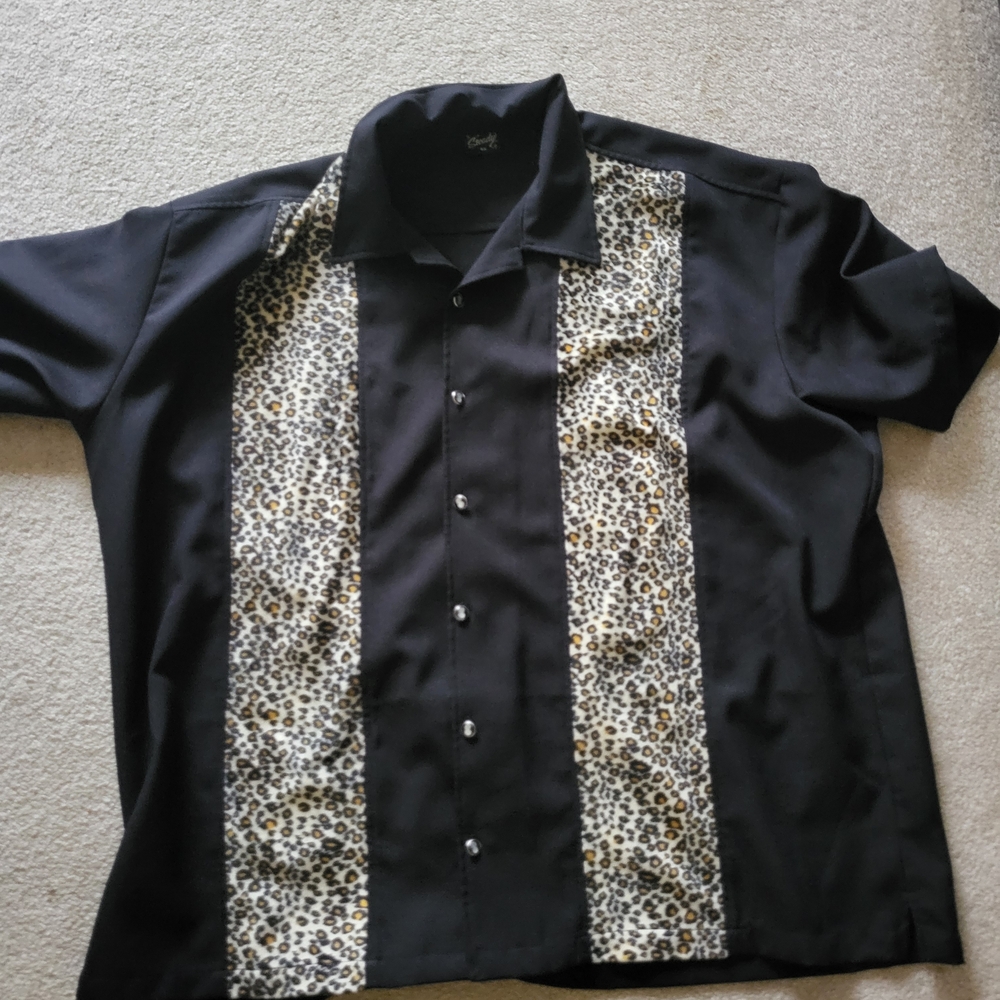 Black Leopard Print Men's Shirt